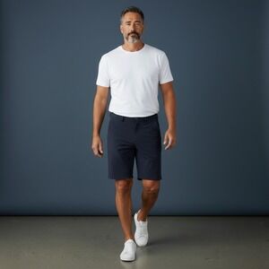 tasc‎ Performance Men's Tailored Shorts Size 40 Navy Blue Bamboo Blend EUC